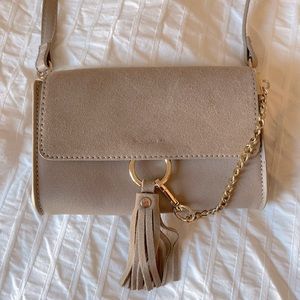 Faux suede crossbody purse